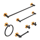 Black Gold Aluminum 6 Piece Towel Bar Set 24 Inches