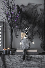 Set of 2, 6.3x4.3x25' Fabric Sitting Black Gnome With Broomstick & Soft Legs, fo