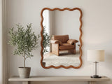 Yellowish Brown Wavy Rectangle Wood Frame Mirror 20x30