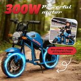 24V300W Kids Ride On XL Electric Toy Muscle Motorcycle,High-Speed Hub Motor,14''