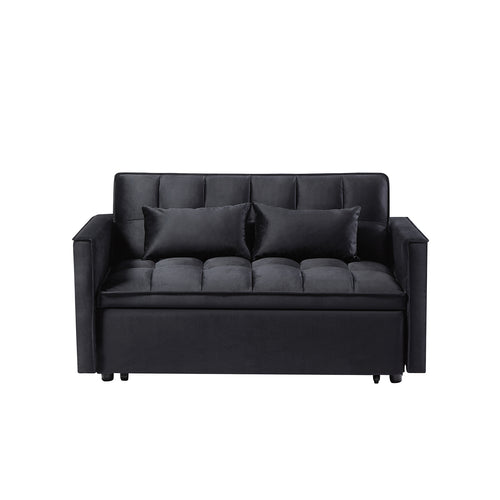 Modern 2-Seater Pull-Out Sleeper Sofa Bed Black
