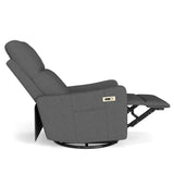 Velvet Recliner Swivel Power Dark Gray