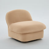 Swivel Accent Chair 360 Degree Khaki Pumpkin-Shape Foam Spring Metal Base
