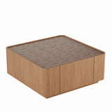 Square Engineered Wood Coffee Table with Storage Natural Walnut