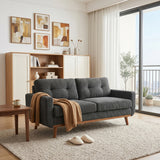 Wood Loveseat Dark Grey 65"