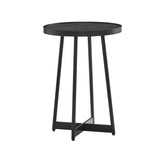 Modern Round Black Side Table with Geometric Metal Legs