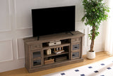 TV Stand Farmhouse Fireplace Gray MDF Roman Column LED Fits 80 In TV