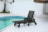 Chaise Lounge HDPE Wood Texture Black 5 Position Cup Holder 400 LB