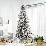 HOMCOM 9 Foot Pine Snow Flocked Artificial Christmas Tree with 616 Realistic Ced