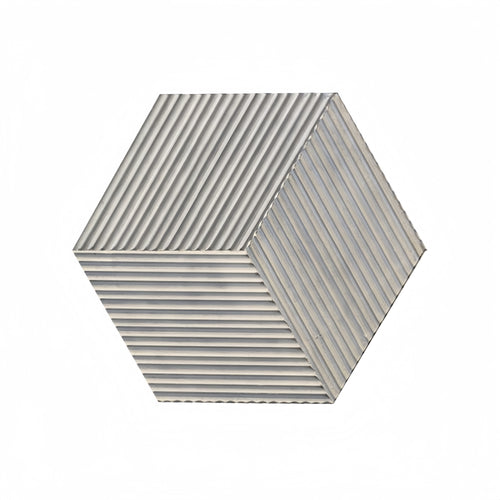 Hexagon Carrara Gray Marble Tile Textured 3D Fluted 12 pcs