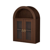 Wall Mounted Arched Glass Door Cabinet with Light and Shelves