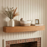 60" Fireplace Mantel Floating Shelf Fir Wood Light Brown