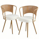 Set of 2 Metal Dining Chair Beige/Brown