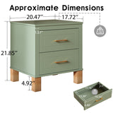 Solid Wood Nightstand Sage Green