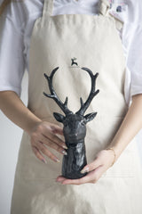 8-Point Deer Head Statue Decor Black 6x4x11