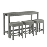 Solid Wood Bar Table Set Grey