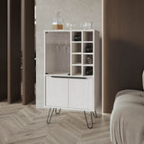 Bar Cabinet - Melamine - White - Glass Rack and Wine Storage