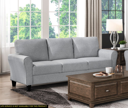 Modern Dark Gray Upholstered Sofa Rounded Arms Transitional