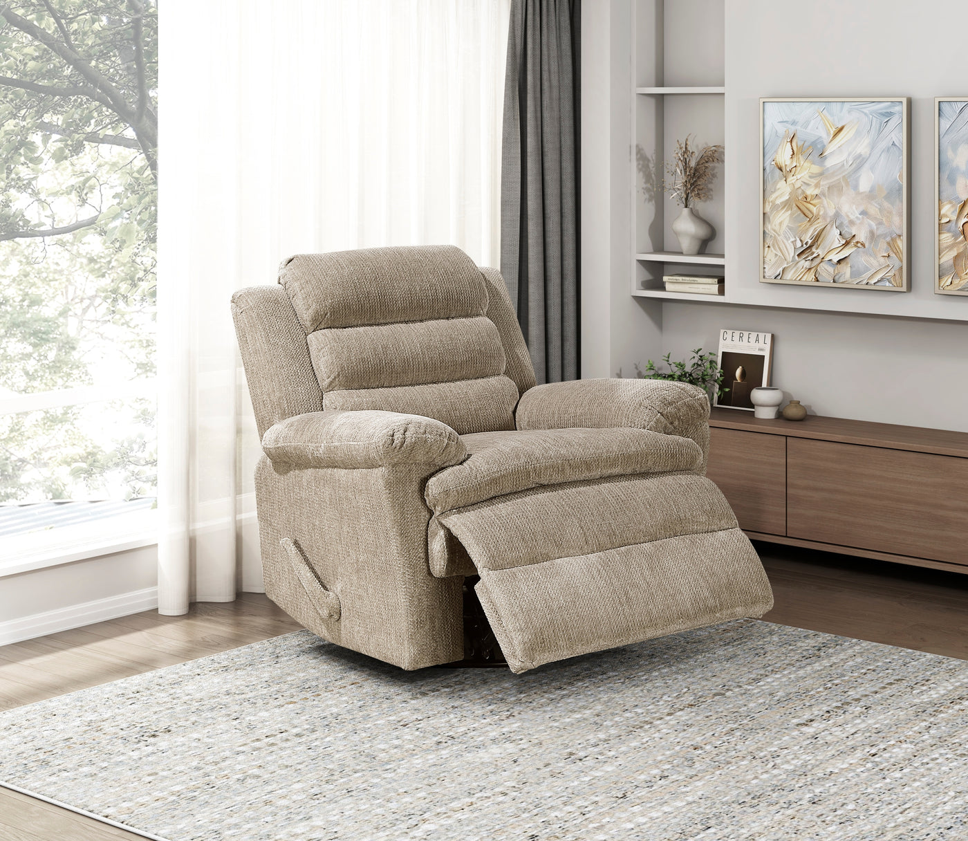 Brown Microfiber Glider Swivel Recliner Chair