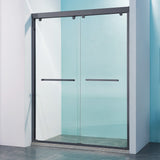 Double Sliding Shower Door 56-60"W x 75"H Matte Black Tempered Glass