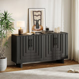 Modern Sideboard Storage Cabinet 59" Black 4 Door Dining Room