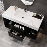 39.4' Floating Bathroom Vanity with Ceramic Sink, 2 Drawers and 2 Open Shelves