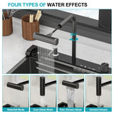 30" Gunmetal Black Kitchen Sink Waterfall Sink