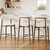 Set of 2 Metal Bar Stool Beige