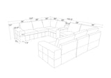 Modular Leather Sectional Sofa Ginger 144"