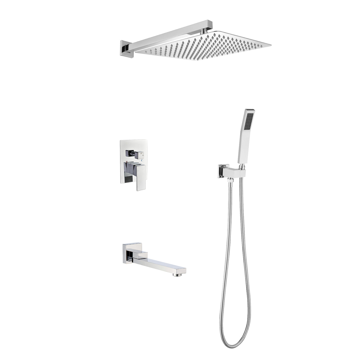 Wall Mounted Shower System Combo with 12" Head and Tub Spout