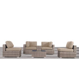 Outdoor Patio Set HDPE Wicker Mixed Gray 4 Piece Cupholder Seats 4
