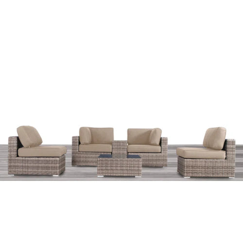 4 Piece Outdoor Patio Set HDPE Wicker Gray Cupholder Seats