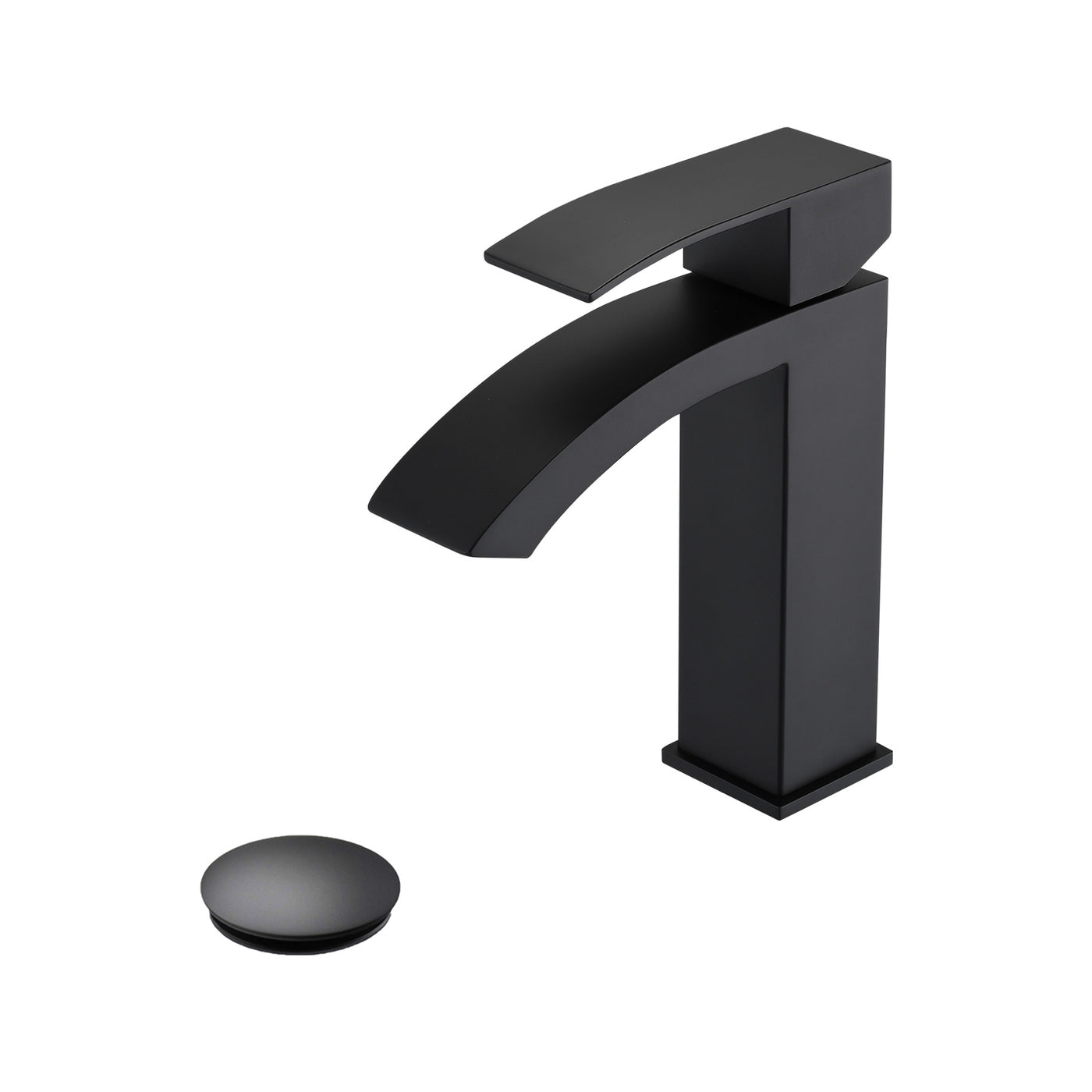 Waterfall Spout Bathroom Sink Faucet Single Handle Pop-Up Drain