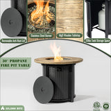 30" Propane Gas Fire Pit Table, 50000 BTU Round Steel Fire Pit