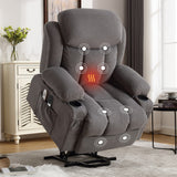 Power Lift Recliner Chair with Heat Massage USB Port Grey