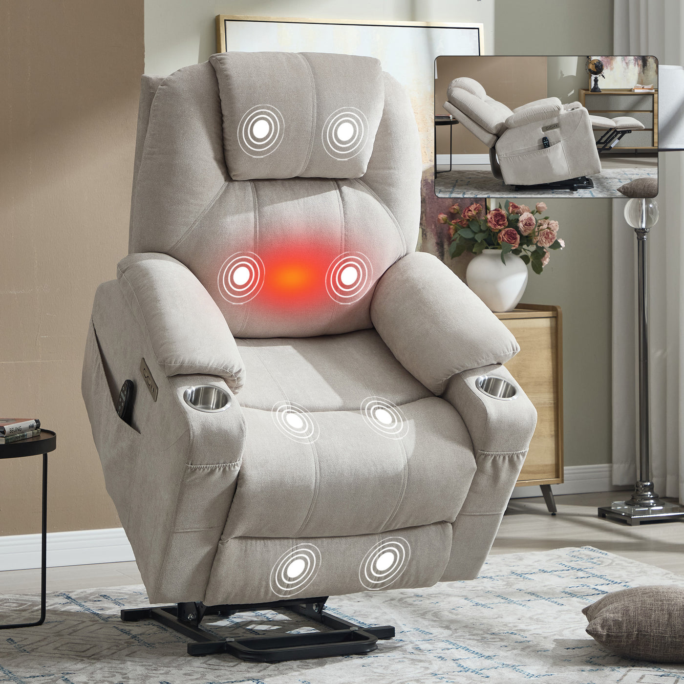 350 LBS Power Lift Recliner Chair w/ Vibration Massage