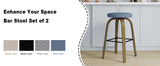 Set of 2 Fabric Bar Stool Swivel Blue