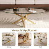 Oval Glass Dining Table Gold 39"