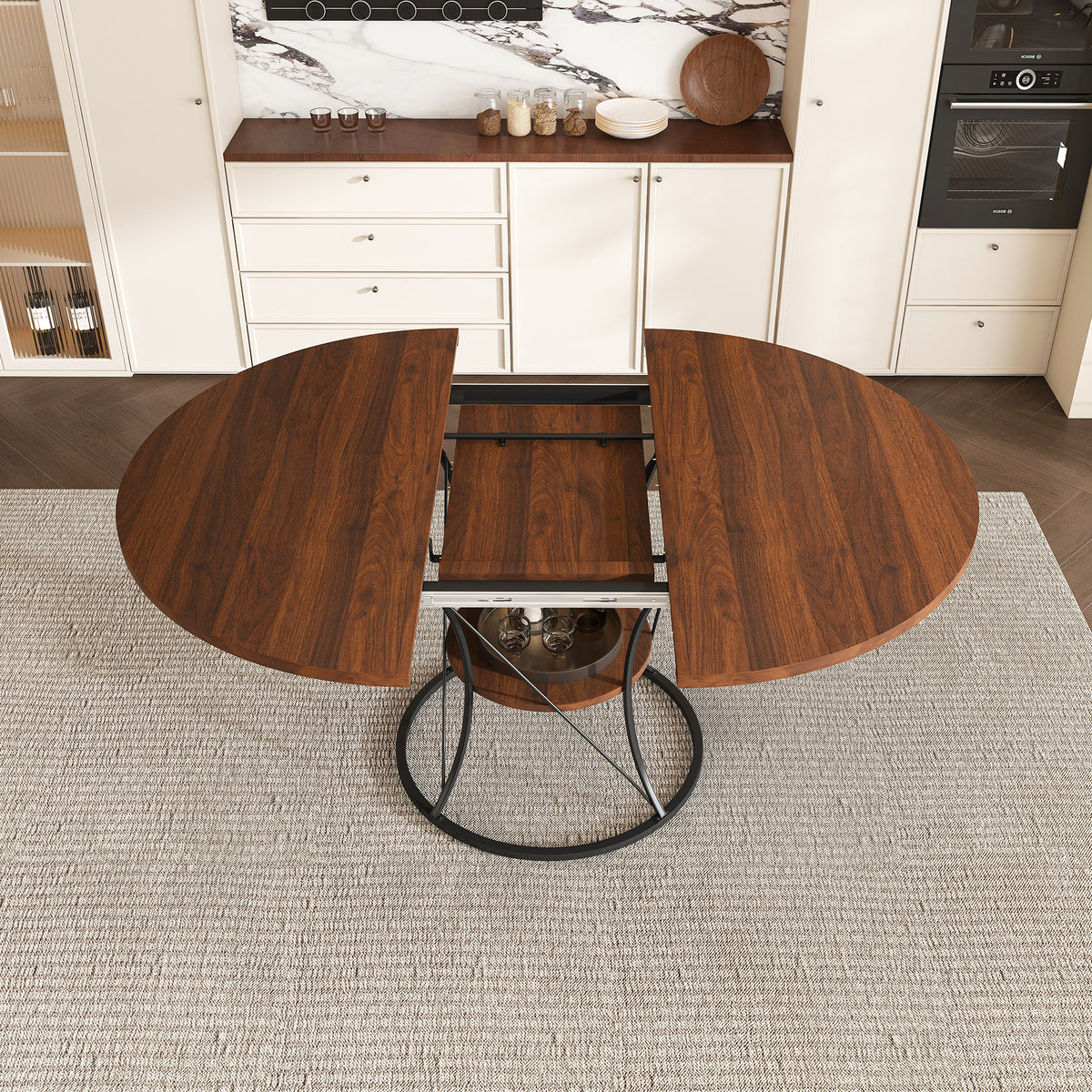 Stone Dining Table Walnut/Black 49"
