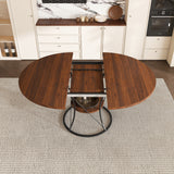 Stone Dining Table Walnut/Black 49"