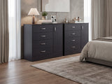 Set of 2 Minimalist Modern Wenge Dressers Bedroom Storage
