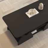 Round Engineered Wood Coffee Table with Storage Black