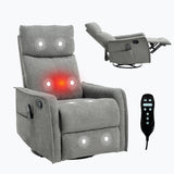 Heat Massage Recliner Chair with Rocker Swivel Light Grey