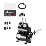 Airbrush Kit, 1/6 HP, Air Brush Kit with Air Compressor and Tank, 1 Dual-Action