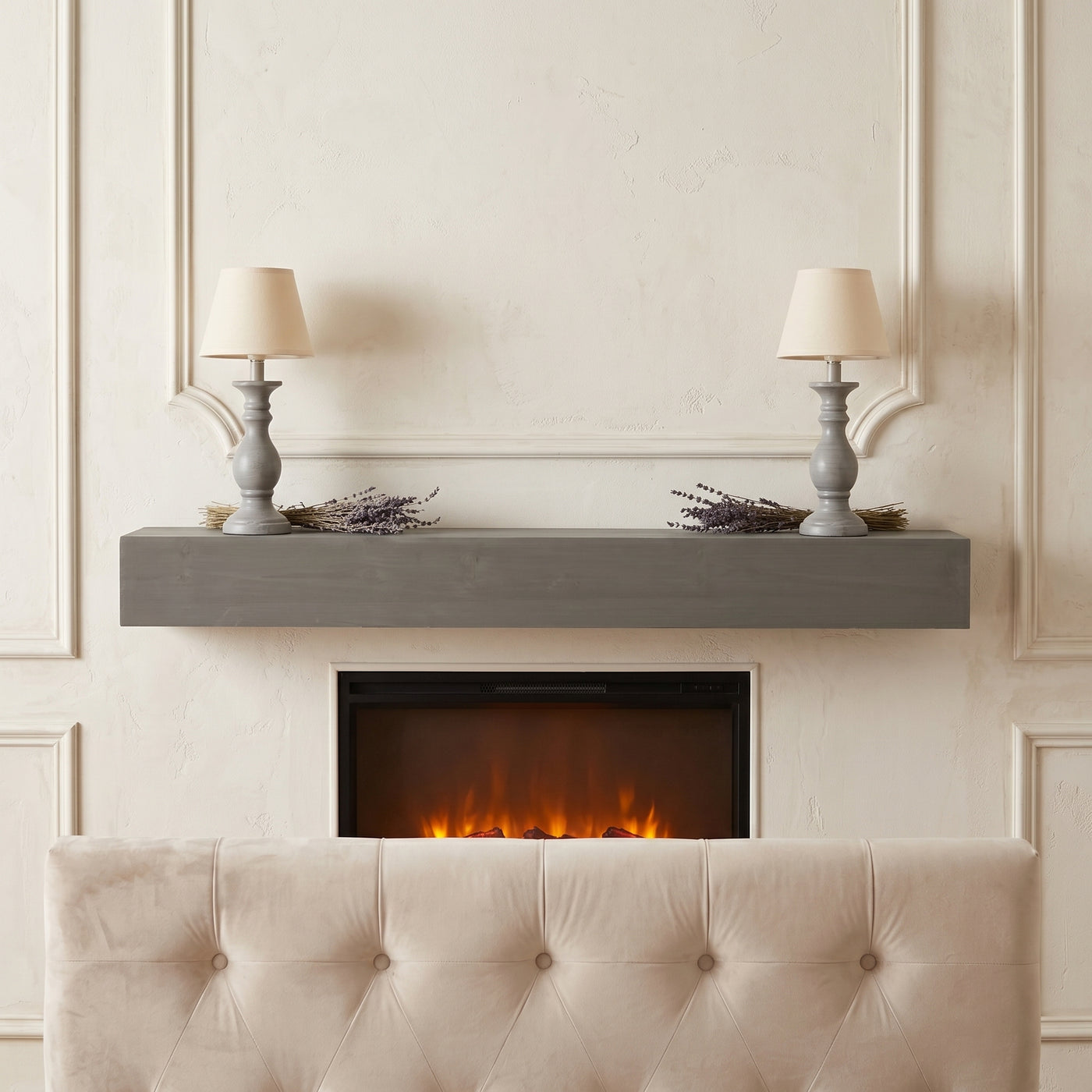 72" Fir Wood Floating Shelf Mantel Grey Modern Decor