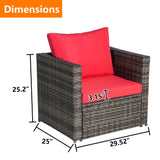 Outdoor Patio Furniture Set Wicker Red