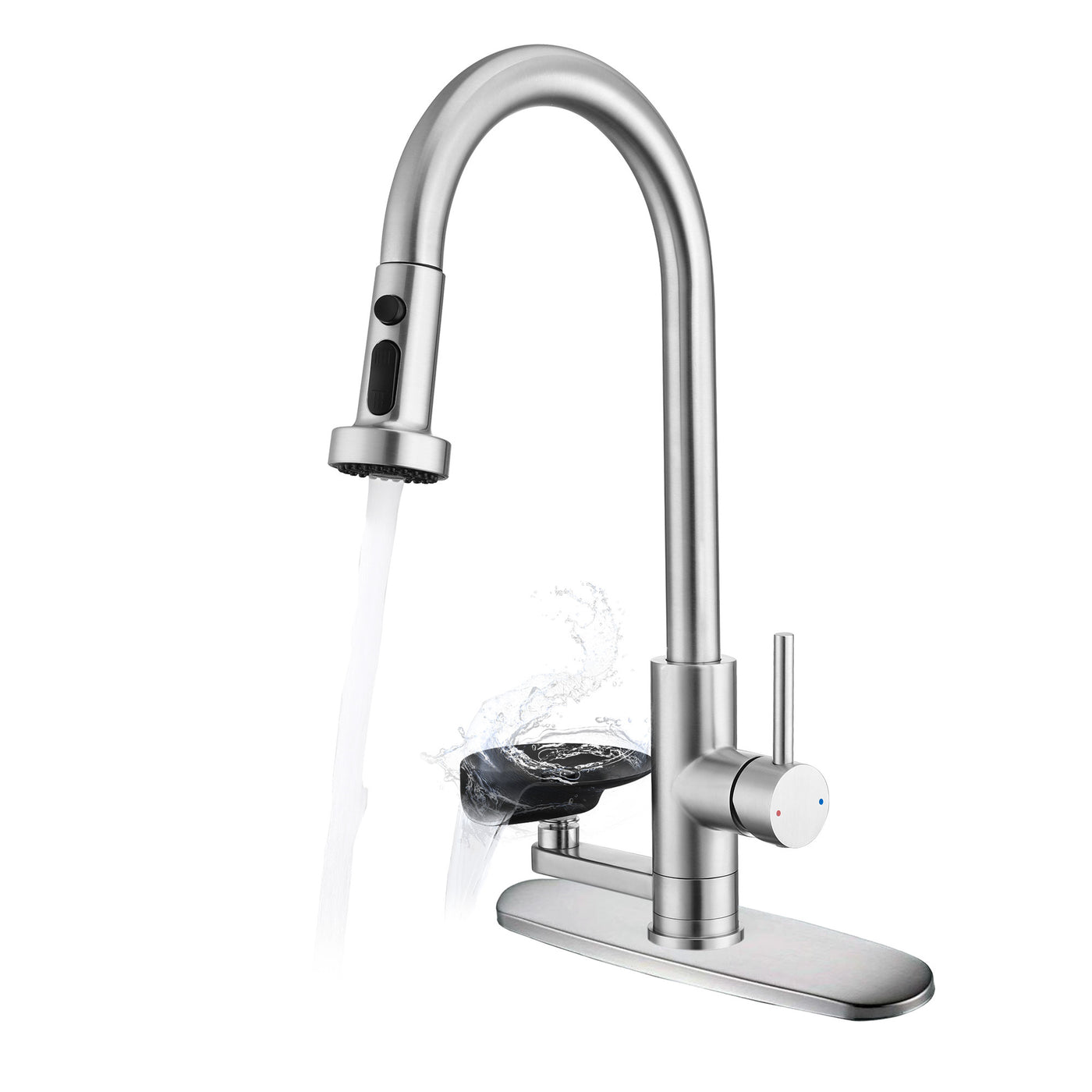 3-in-1 Pull-Down Sprayer Kitchen Faucet Brushed Nickel