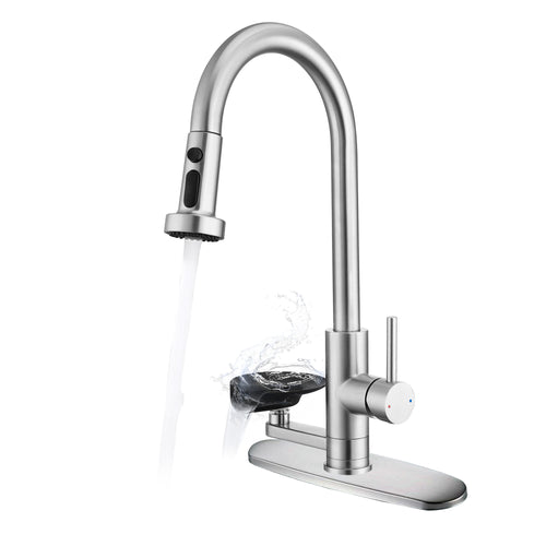 3-in-1 Pull-Down Sprayer Kitchen Faucet Brushed Nickel