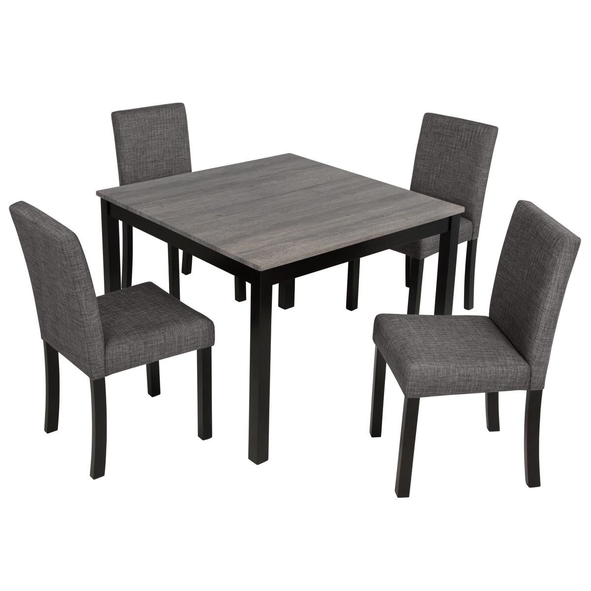 Fabric Dining Set Black/Light Gray