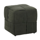 Green Square Ottoman Foot Rest with Corduroy Woven Design Soft Cushioning for
